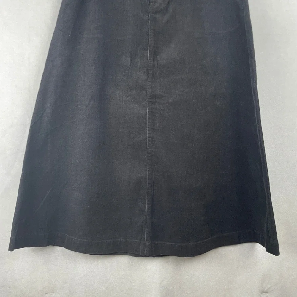 MUJI Black Kapok Corduroy A Line Flare‎ Midi Skirt Wmns M Eco Friendly Academia